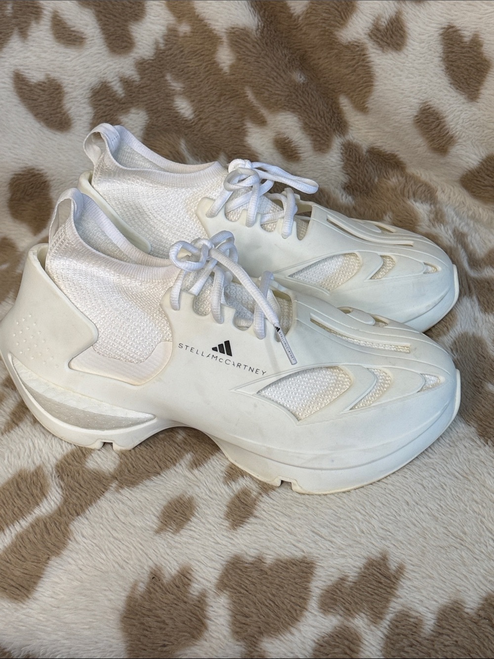 Stella McCartney Off-White Knit Lace-Up Sneakers